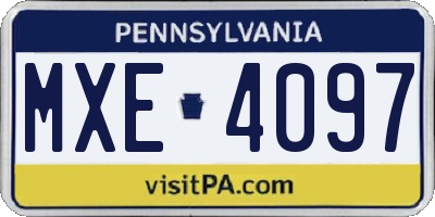 PA license plate MXE4097