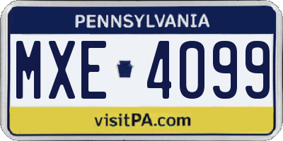 PA license plate MXE4099