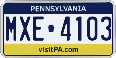 PA license plate MXE4103