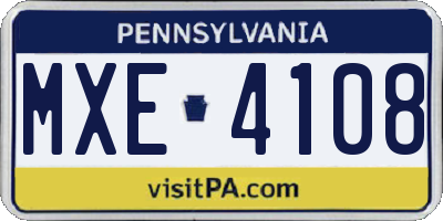 PA license plate MXE4108