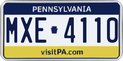 PA license plate MXE4110