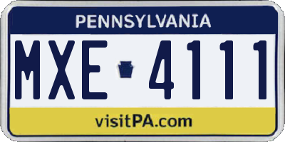 PA license plate MXE4111