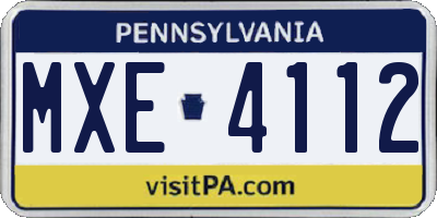 PA license plate MXE4112