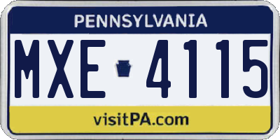 PA license plate MXE4115