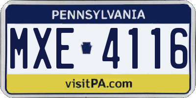 PA license plate MXE4116