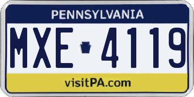 PA license plate MXE4119