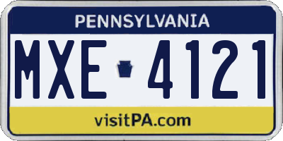 PA license plate MXE4121