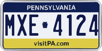 PA license plate MXE4124