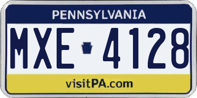 PA license plate MXE4128