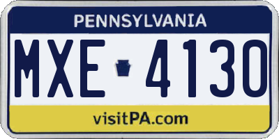 PA license plate MXE4130