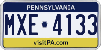 PA license plate MXE4133