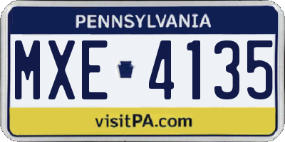 PA license plate MXE4135