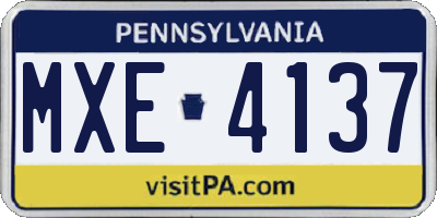 PA license plate MXE4137