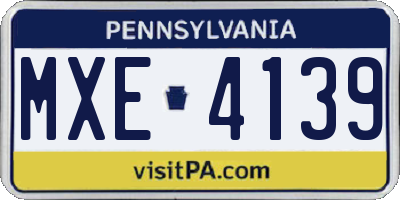 PA license plate MXE4139