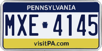 PA license plate MXE4145