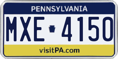 PA license plate MXE4150