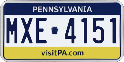 PA license plate MXE4151