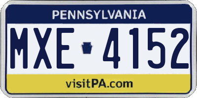 PA license plate MXE4152