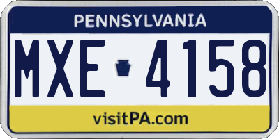 PA license plate MXE4158