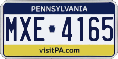 PA license plate MXE4165