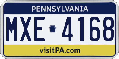 PA license plate MXE4168