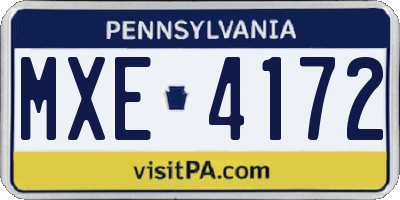 PA license plate MXE4172
