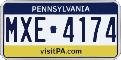 PA license plate MXE4174