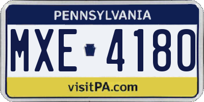 PA license plate MXE4180