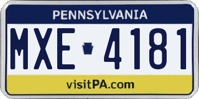 PA license plate MXE4181