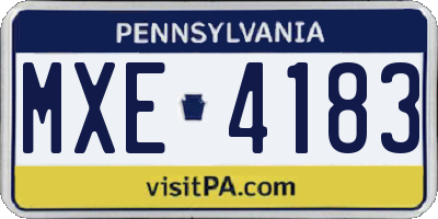 PA license plate MXE4183