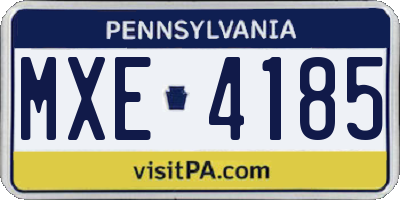PA license plate MXE4185