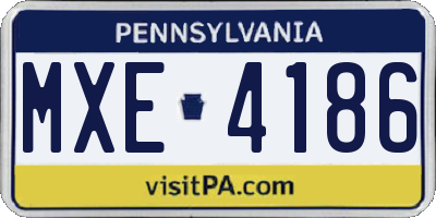 PA license plate MXE4186