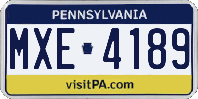 PA license plate MXE4189