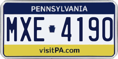 PA license plate MXE4190