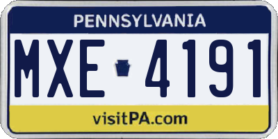 PA license plate MXE4191