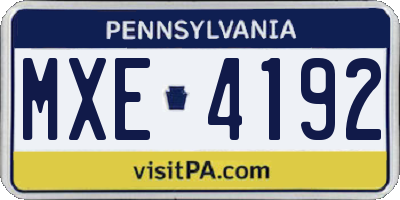 PA license plate MXE4192