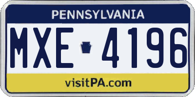 PA license plate MXE4196
