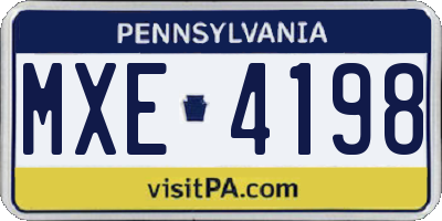 PA license plate MXE4198