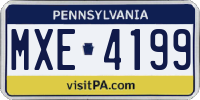 PA license plate MXE4199