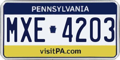PA license plate MXE4203