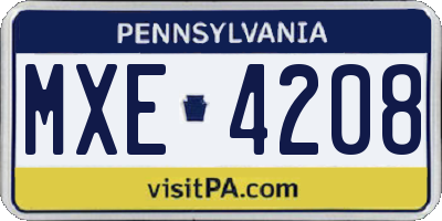 PA license plate MXE4208