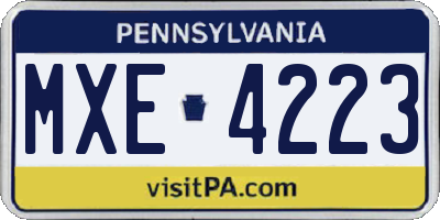 PA license plate MXE4223