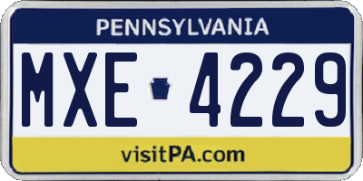PA license plate MXE4229