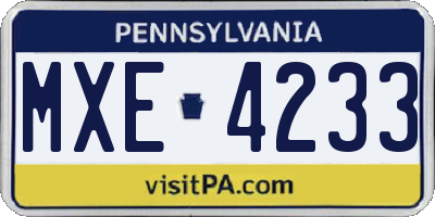 PA license plate MXE4233