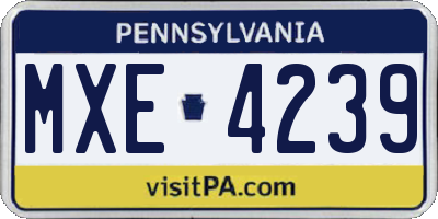 PA license plate MXE4239
