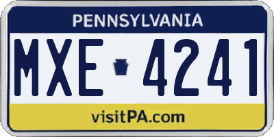 PA license plate MXE4241