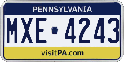 PA license plate MXE4243