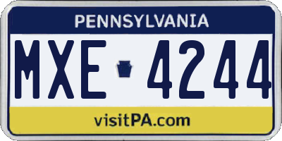 PA license plate MXE4244