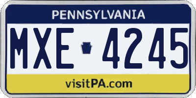 PA license plate MXE4245