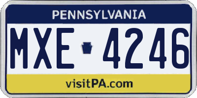 PA license plate MXE4246